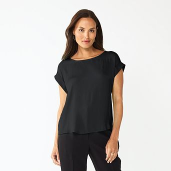 Petite Nine West Short Sleeve Silky Tee