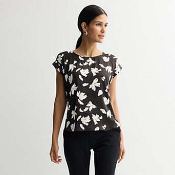Petite Nine West Short Sleeve Silky Tee