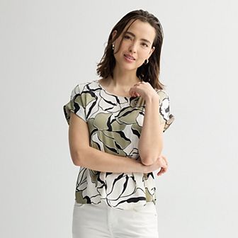 Petite Nine West Short Sleeve Silky Tee