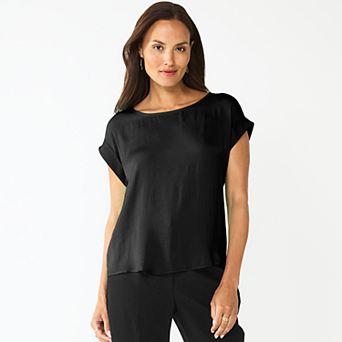 Petite Nine West Short Sleeve Silky Tee