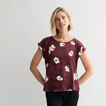 Petite Nine West Short Sleeve Silky Tee