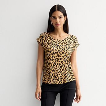 Petite Nine West Short Sleeve Silky Tee