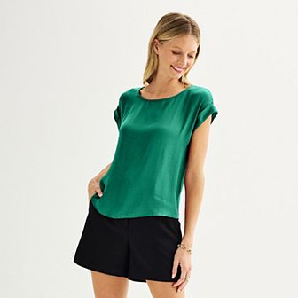 Petite Nine West Short Sleeve Silky Tee