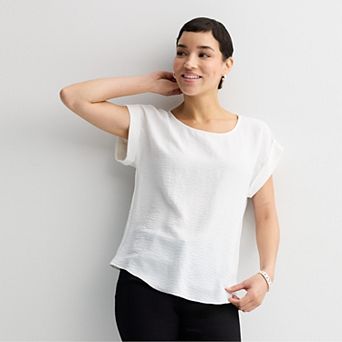 Petite Nine West Short Sleeve Silky Tee