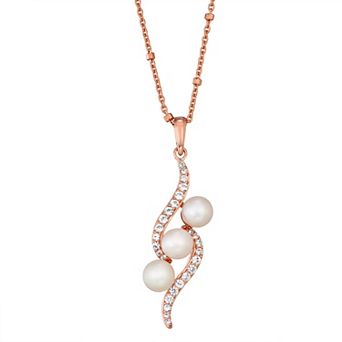 Classic Treasures 14k Rose Gold Over Silver Freshwater Cultured Pearl Drop Pendant