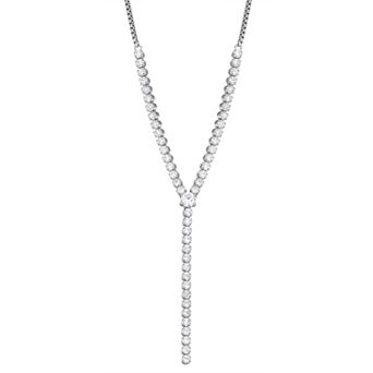 Classic Treasures Sterling Silver Cubic Zirconia Y Necklace