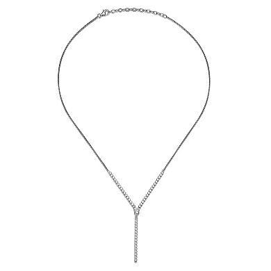 Classic Treasures Sterling Silver Cubic Zirconia Y Necklace