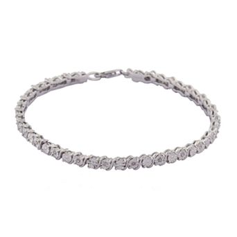 Classic Treasures Sterling Silver 1/8 ct T.W. Diamond Swirl Bracelet