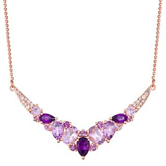 Classic Treasures 14k Rose Gold Over Silver Amethyst & Lab-Created White Sapphire Necklace