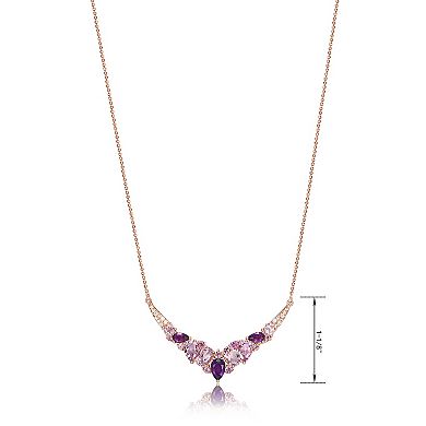 Classic Treasures 14k Rose Gold Over Silver Amethyst & Lab-Created White Sapphire Necklace