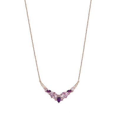 Classic Treasures 14k Rose Gold Over Silver Amethyst & Lab-Created White Sapphire Necklace