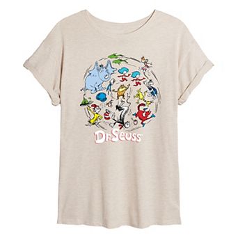 Juniors' Dr. Seuss Characters Oversized Tee