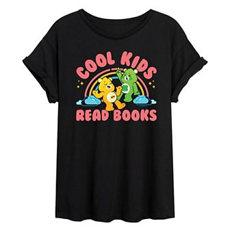 Juniors' Care Bears Cool Kids Read Books Oversized Tee