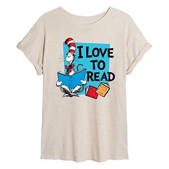 Juniors' Dr. Seuss I Love To Read Oversized Tee