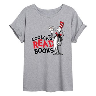 Juniors' Dr. Seuss Cool Cats Read Books Oversized Tee