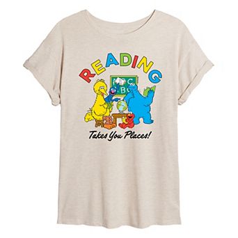Juniors' Sesame Street Reading Oversized Tee