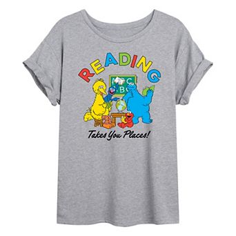 Juniors' Sesame Street Reading Oversized Tee