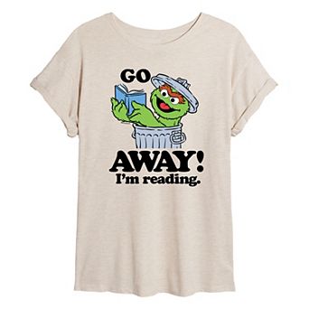 Juniors' Sesame Street Oscar Go Away I'm Reading Oversized Tee