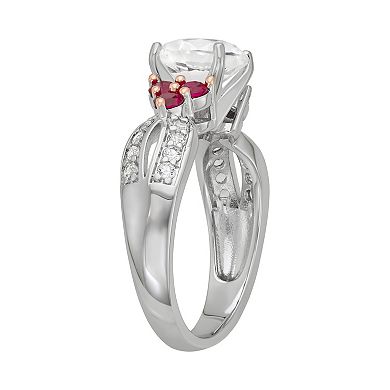 Sterling Silver Lab-Created White Sapphire & Lab-Created Ruby Ring