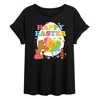 Juniors' Care Bears Happy Easter Egg Oversized Tee