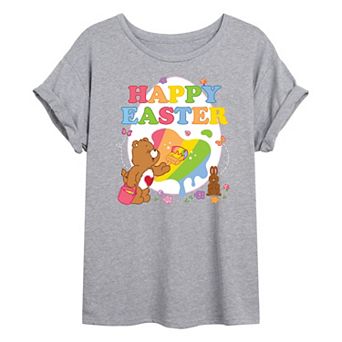 Juniors' Care Bears Happy Easter Egg Oversized Tee
