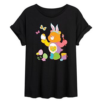 Juniors' Care Bears Painting Easter Eggs Oversized Tee