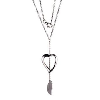 Classic Treasures Sterling Silver Double Heart Dangle Necklace