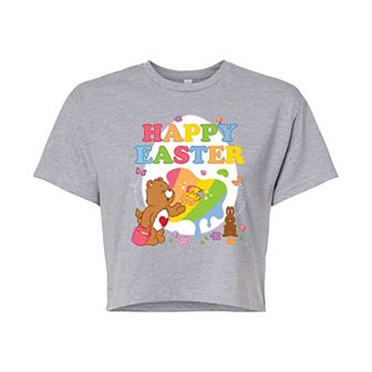 Juniors' Care Bears Happy Easter Egg Cropped Tee
