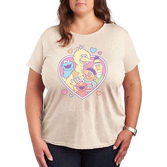 Plus Sesame Stree Group Heart Graphic Tee