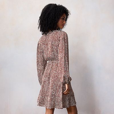 long sleeve ruffle wrap dress Black Long Sleeve Wrap Dress Small