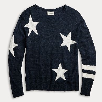 Juniors' Freshman 1996 Americana Star Print Crewneck Sweater