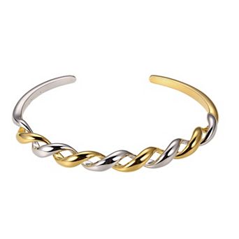 Classic Treasures Two-Tone Sterling Silver Twist Cuff Bracelet