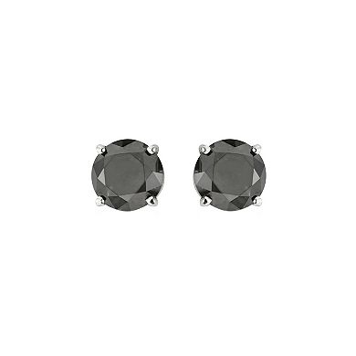 10k White Gold 1/2-ct. T.W. Round-Cut Black Diamond Stud Earrings