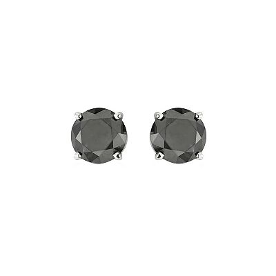 10k White Gold 1 2 ct. T.W. Round Cut Black Diamond Stud Earrings