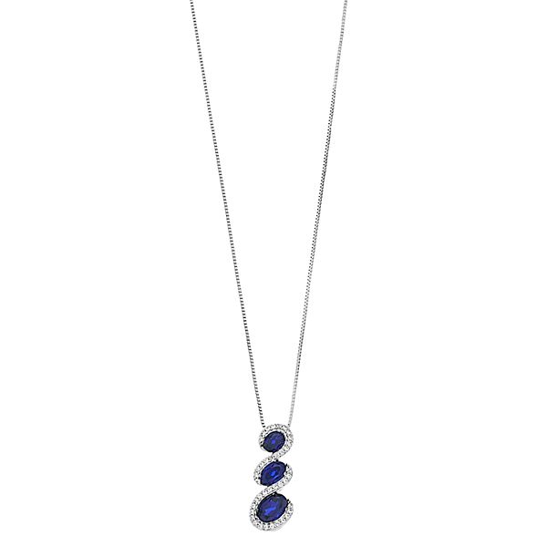 Sterling Silver LabCreated Sapphire & LabCreated White Sapphire Oval