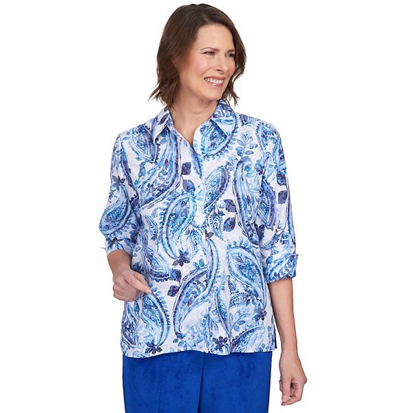 Women's Alfred Dunner Paisley Power Button Down Top