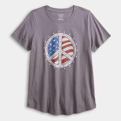 Women's American Flag Peace Symbol Graphic Tee