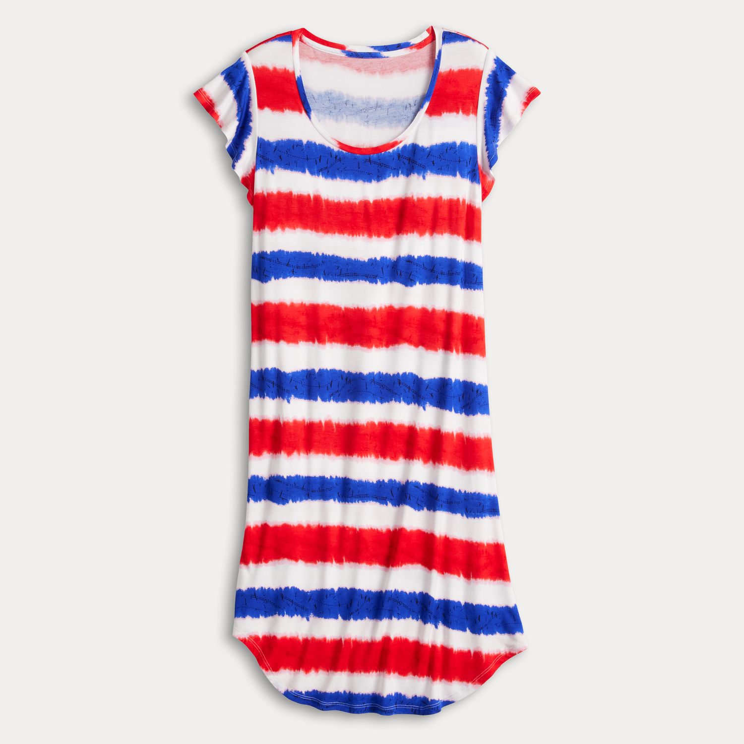 Juniors' Freshman 1996 Tie Dye Stripe Americana Mini T-Shirt Dress