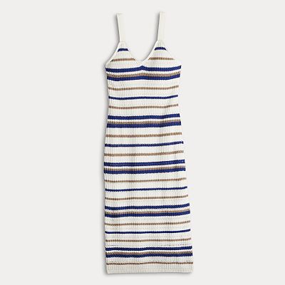 Juniors' Freshman 1996 Sleeveless Striped Crochet V-Neck Midi Dress