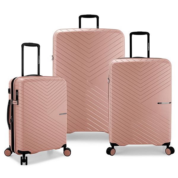 Traveler's Choice Vale 3-Piece Spinner Luggage Set - Baby Pink