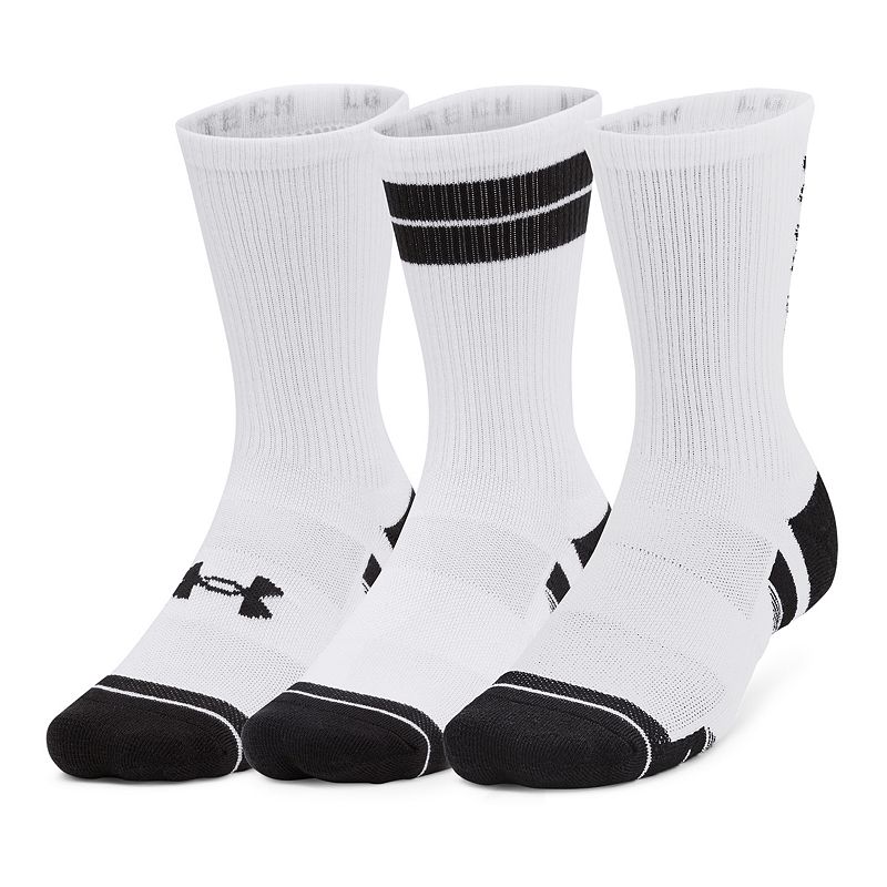 Under Armour Performance Tech 3-Pack Crew Socks, Men's, Size: Large, White