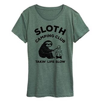 Women's Sloth Camping Club Graphic Tee