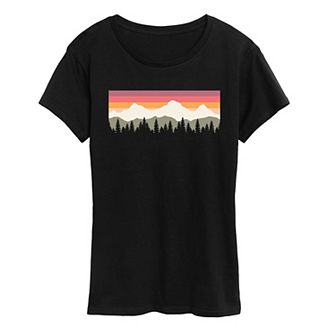 Women's Muted Sunset Mountain Scene Graphic Tee