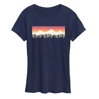Women's Muted Sunset Mountain Scene Graphic Tee