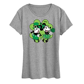 Disney's Mickey & Minnie Mouse Women's Shamrock Graphic Tee
