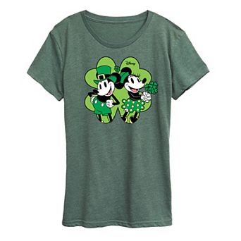 Disney's Mickey & Minnie Mouse Women's Shamrock Graphic Tee
