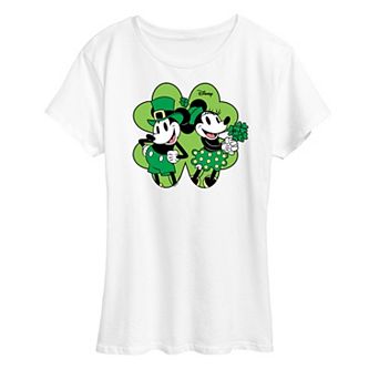 Disney's Mickey & Minnie Mouse Women's Shamrock Graphic Tee