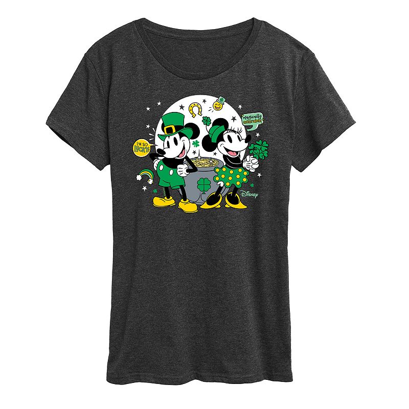 UPC 197587400924 product image for Disney's Mickey & Minnie Mouse Women's St. Patrick's Pot Of Gold Graphic Tee, Si | upcitemdb.com