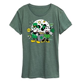 Disney's Mickey & Minnie Mouse Women's St. Patrick's Pot Of Gold Graphic Tee