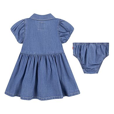 Baby & Toddler Girls Levi's® Bubbled Short Sleeve Shirt Dress and Bloomers 2-Piece Set